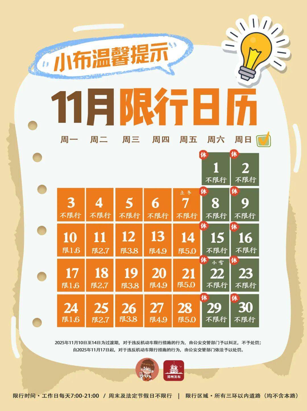 【郑州限行规定最新202012月,郑州限行时间几点到几点钟】
