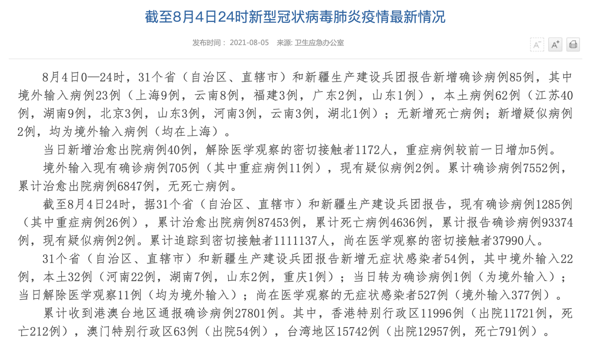 31省新增本土85例(31省新增本土158 638) 31省新增本土85例(31省新增本土158 638)